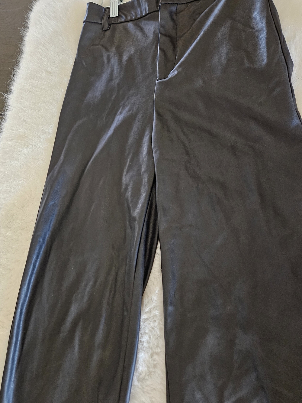 Zara  Black Faux Leather Dress Pants — Tailored Straight Fit